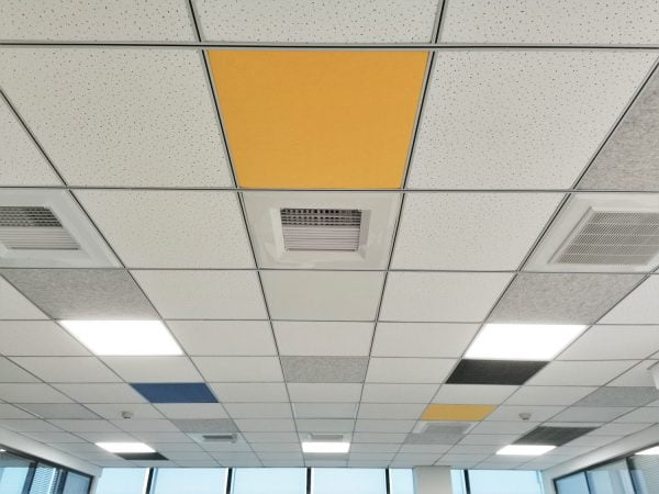 Open office area ceiling acoustic panels